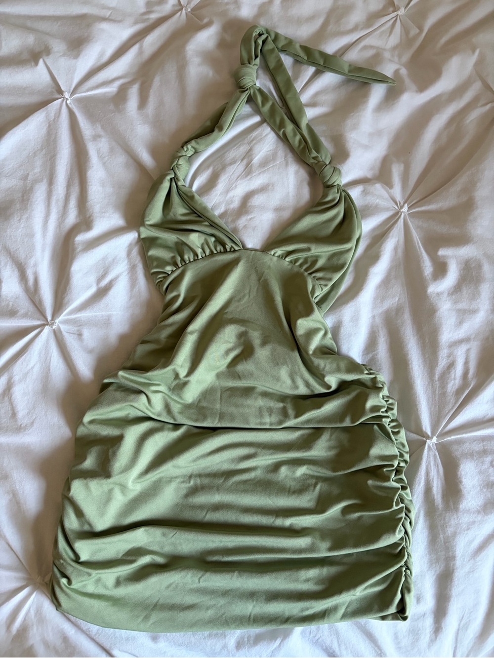 Women’s Halter Mini Dress in Sage Green